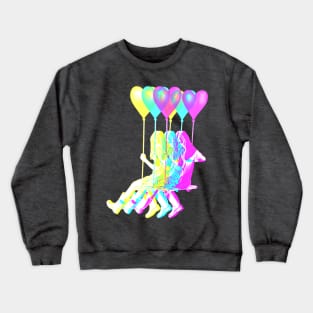 Banksy Ballon Girl in Yellow Cyan Magenta Layers Crewneck Sweatshirt